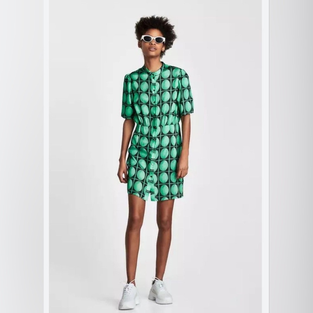 Zara💚💚💚 Green Twiggy Dress - Sz L - NWT